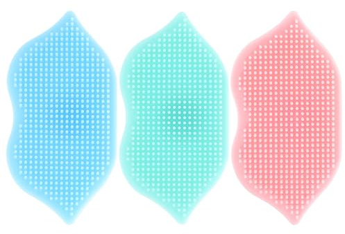 Healeved 3pcs Cradle Cap Brush Lip Scrub Exfoliator Face Scrubber Silicone Bath Scrubber Foot Cleaner Family Sharing Deep Cleansing Facial Cleansing Brush