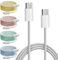 Lotnery 5-Pack USB C to USB C Braided Charging Cables |Fast Charger Cable Bundle | 60W PD Rapid Power | 1 Metre Each | 5 Vibrant Colours: White, Yellow, Blue, Green, Pink | Compatible with iPhe