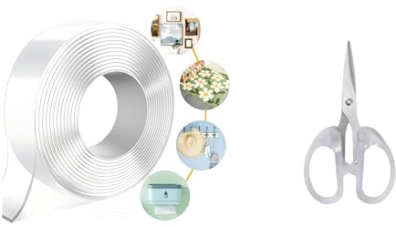 Double Sided Tape Heavy Duty, 3cm x 3m Clear Multipurpose Removable Double Sided Mounting Tape Sticky Strips with Scissors for Wall Decoration, Carpet and License Plate Fixing