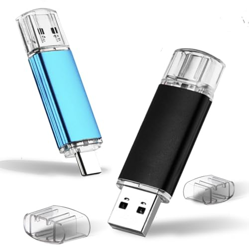 MAKACTUA 2 Pack 128GB Type-C USB 3.0 Flash Drive 128GB 2-in-1 USB-C Thumb Drives Memory Stick Jump Drive for Smartphones,Computer,Tablet,PC