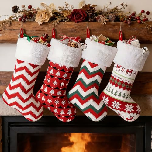 Calcetines Navidad Chimenea Personalizado, Botas de Navidad para Colgar Calcetines, Papá Noel Christmas Stocking-Rellenable y colgable para Árbol de Navidad fiesta familiar decoración de chimenea.