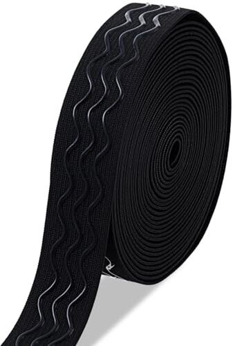 Ruban adhésif en silicone pour vêtements, 4,6 m, pour couture, antidérapant, noir, large bande élastique extensible, bobine de ruban de taille plate pour vêtements, pantalons, projets de couture