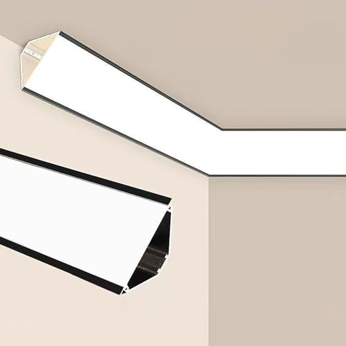 Canale LED nero per illuminazione modanatura corona copertura trasparente profilo in alluminio per parete e soffitto bordo 12 m (39,4 piedi) LED battiscopa cornice lampada.