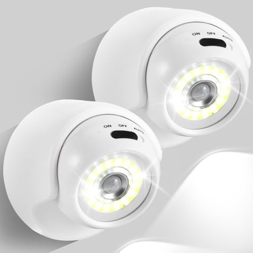 Bright Ball Light 2 Pack Motion Sensor Night Lights Indoor & Outdoor Lights | 360° Battery Powered LED Security Lights with PIR motion Sensor, Removable Wireless Motion Detector Light Auto On Off