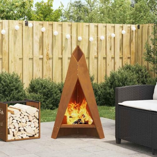Braciere in acciaio resistente alle intemperie, 58 x 40 x 100 cm, per giardino, terrazza e balcone, facile da usare