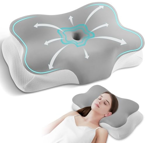 Silkena Kissen, Nackenkissen Memory Foam, Ergonomisches Kopfkissen mit Nackenstütze für Seiten-, Rücken-, Bauchschläfer – mit abnehmbarem Bezug