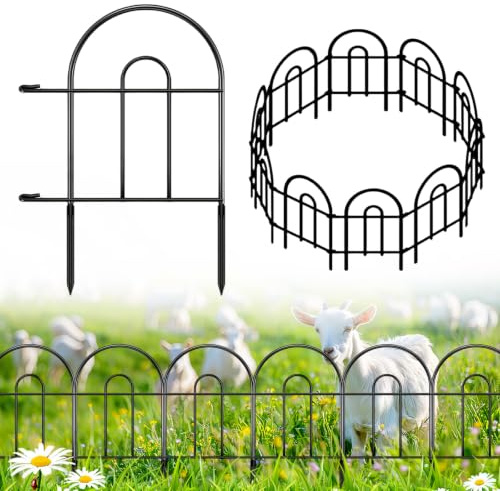 Gartenzaun, 10 dekorative Zaunpaneele, rostbeständige Metall-Tierbarriere, 29 cm breit x 57,5 cm hoch, ideal für Lattenzaun im Freien in Pflanzgefäßen, Gärten, Wegen und Rasenflächen