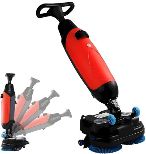 LSHFYV Lucidatrice elettrica per Pavimenti, lavasciuga Pavimenti Commerciale a 360 Giri/min, Larghezza di Pulizia di 17, Doppio Serbatoio per acque reflue e Acqua Pulita, Doppia Spazzola Rotante Red