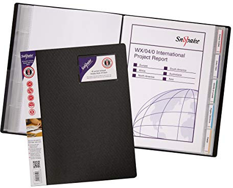 Snopake 12325 A4 indiziert Display Buch (5 Stück) A4-40 Taschen 1 Stück schwarz