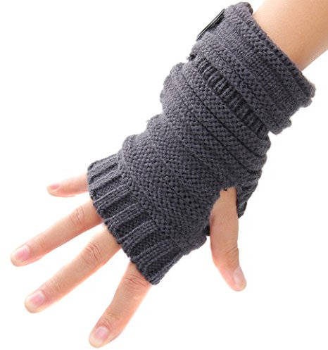 TININNA Unisex Winter Gestrickte Fingerlose Armstulpen Strick Handschuhe Pulswärmer Handstulpen Armwärmer Stulpen für Damen Herren tiefen Grauen EINWEG Verpackung