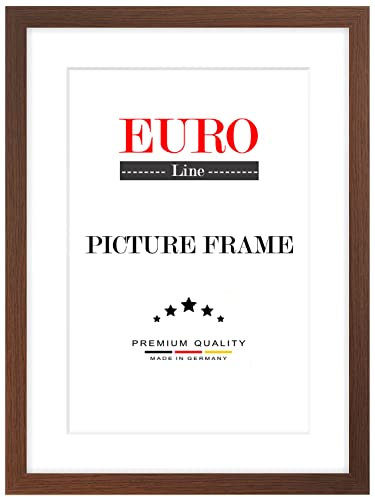 EUROLine Holz Bilderrahmen 23 x 28 cm Wenge braun mit Antireflex-Acrylglas für | Foto | Poster | Puzzle Rahmen