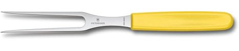 Victorinox Swiss Classic, Fourchette à découper professionnelle, Lame extra-tranchante, 15 cm, Manche plastique robuste, Acier inoxydable, jaune