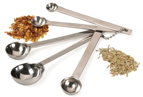 RSVP International Endurance Measuring Spoons, Round, Stainless Steel