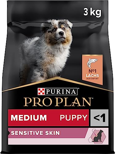 Pro Plan Medium Puppy Sensitive Skin, Welpenfutter trocken, reich an Lachs, 1er Pack (1 x 3 kg)