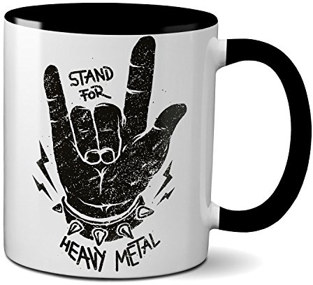 PAPAYANA - 1001 - Stand for Metal - Beidseitig Bedruckte Tasse 325ml 11oz - Große Farbauswahl - Schwarz