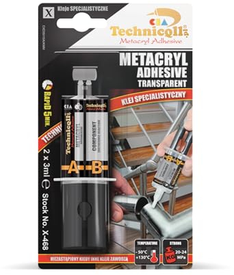 Colla in metacrilato bicomponente 2x3ml Indurimento rapido 5min Incollaggio ad alta resistenza Metallo Plastica Ceramica Legno Pietra Vetro Ferrite Carbone