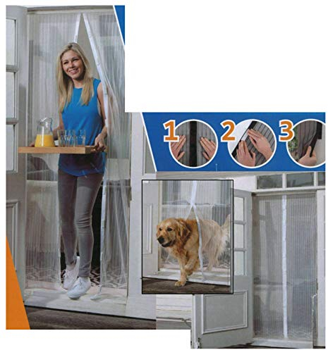 heimtexland hochwertiger magnetischer Türvorhang 100 x 210 cm weiß Fliegengitter f. Balkontür Insektenschutz Tür Vorhang selbstschließend Typ536