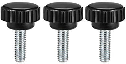 sourcing map M6 x 15mm Metric Male Thread Knurled Clamping Knobs Grip Thumb Screw on Type Hand Clamping Handle Bolt with Plastic Knobs Black 3 Pcs