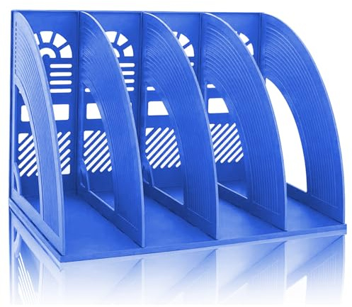 KXF Arched File Organiser Desktop Organizer for A4 Documents File Folder Holder Office Desk Storage Kitchen Organiser Plastic Magazine Rack Dividers 4 Compartments Frame Cabinet For Home School