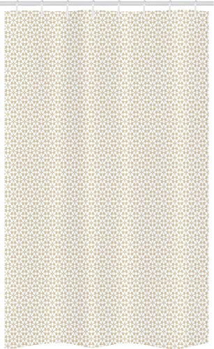 ABAKUHAUS Beige Schmaler Duschvorhang, Abstract Floral Sterne, Badezimmer Deko Set aus Stoff mit Haken, 120 x 180 cm, Tan Weiß
