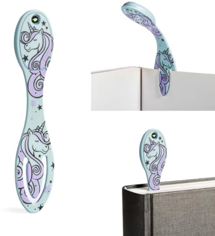 Gifts for Readers & Writers Bookmark Reading Light Unicorn - 2in1 Clip On Bookmark Kids Book Light for Reading Night in Bed, Travel Cute Book Lights, Flexible 8 Lumen LED Lights