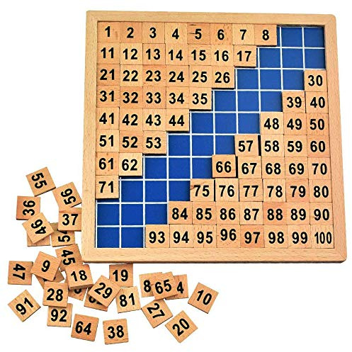Amasawa Mathematik Puzzle Holz Digital Board,1-100 Kontinuierliche Zahlen,Mathe Puzzle Holzspielzeug, um Ihrem Kind zu helfen, motorische Fähigkeiten früh zu entwickeln