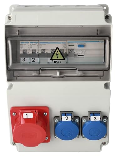 EDO, Baustromverteiler kompatibel mit Hager for protection ASTAT 120 Plus IP65 16A/5P, 2x230V SCHUKO IP44, EDO777147