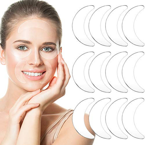 Syhood 12 Piezas de Almohadillas de Silicona para Arrugas de Ojos Antienvejecimiento Parches Reutilizables para Reducir Arrugas de Piel Debajo de Ojos Almohadillas de Escote para Boca y Ojos