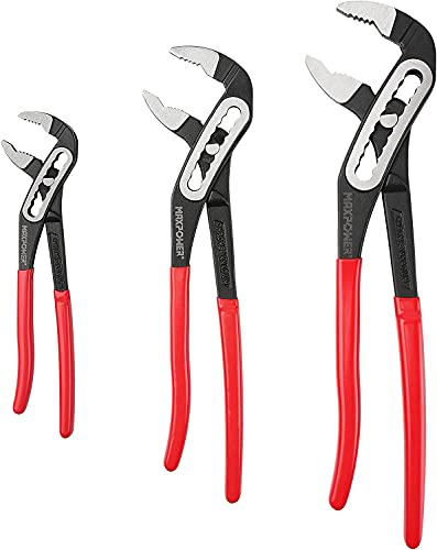 MAXPOWER Water Pump Pliers Set, 3PCs Adjustable Plumbing Grips Spanner Slip Joint Pliers Tongue and Groove Pliers Set with Super Wide Open Jaw, 180mm/7, 250mm/10 and 300mm/12