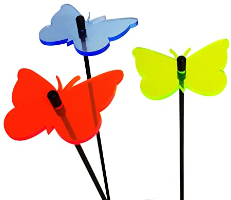 Sun Catcher Garden Decor Sonnenfänger 3 Kleinen leuchtenden Schmetterlinge Besondere Garten Dekoration für Garten Balkon Terrasse Geschenk, Farbe:orange/blau/grün