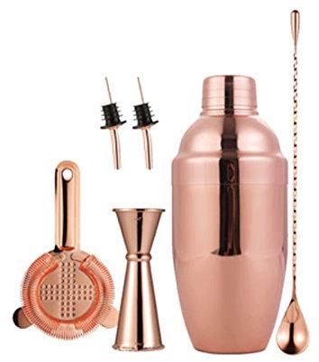 Cocktail Shaker Set Ensemble à Cocktail Shaker Kit de barre d'acier inoxydable en acier inoxydable brossé, avec une cuillère à barreaux, une cuillère à cocktails, une cuillère de bar, un ouvre-bouteil