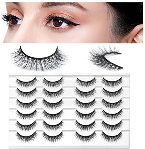 SONAFEEL False Lashes Natural Look Eye Lashes Pack Short Natural Eyelashes Wispy Strip Lashes Small Crisscross Daily Fake Eyelashes Reusable Faux 3d Mink Lashes Pestañas Postizas Naturales