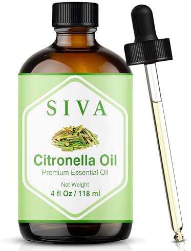 Siva, olio essenziale di citronella da 118 ml, con contagocce, per diffusore, capelli, viso e massaggio del corpo