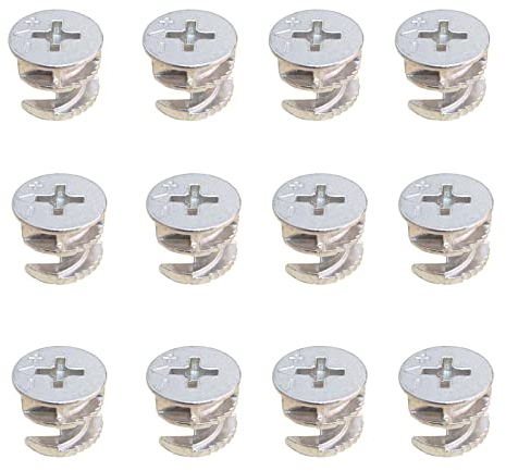 Mebamce 12pcs Furniture Connecter Cam Lock Fittings 14.6mm x 11.5mm Cam Lock Nuts for Cabinet Drawer Dresser Wardrobe Furniture Panel Connecting