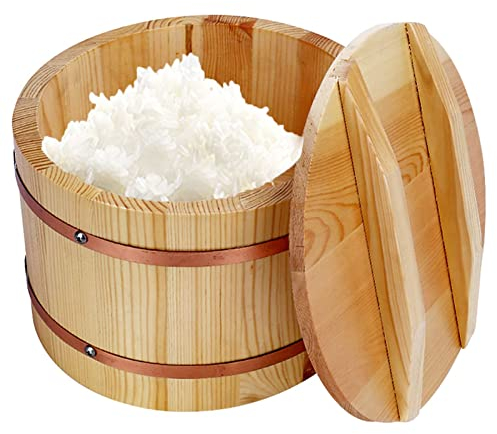 Japonais En Bois Hangiri Sushi Poke Bol À Mélange De Riz Poêle À Riz Avec Cerclage De Cuivre Pour L'usage Domestique De Restaurant De Sushi,Small