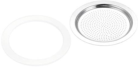 sourcing map 6Pcs Silicone Joint 55x72mm et 2Pcs Inox Acier Filtre Écran 66x54mm pour 6- Tasse Moka Café Pot