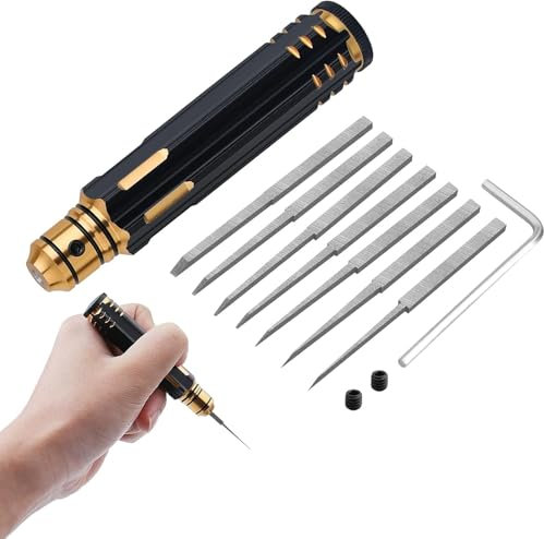 Craznick 7 in 1 Prime Model Scriber Chisel Gundam Resin Scribe Line Tool Kit with 0.1/0.2/0.4/0.6/0.8/1.0/2.0mm Cutter Heads for Modelling Making Hobby Carving Engraving Cutting Black