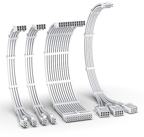 EZDIY-FAB Kit de câbles gainés PCIE 5.0 12VHPWR, rallonge de câble d'alimentation 16 AWG, câble gainé pour PC, câble d'extension RTX4080/4070Ti 24 broches ATX/(4+4) PIN-EPS/(12+4) broches vers 3 x 8