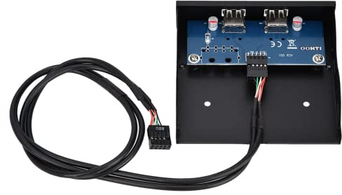 3.5 Inch USB 2.0 Floppy Drive Front Panel, 2 Ports 9-Pin Tinned Copper Wire Internal Front Panel Floppy Drive for Desktop Host with Motherboard Interface, Durable and Reliable