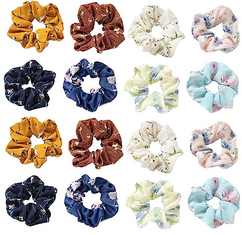 16 Stück Elastisches Chiffon Haargummi Scrunchies, Stylische Chiffon Haargummi Scrunchies, Chiffon Pferdeschwanz-Halter, Damen Mädchen Haargummi Chiffon, Chiffon Elastische Gummibänder