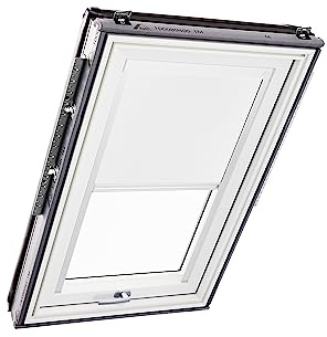 Original Roto Verdunkelungsrollo ZRV - Nahezu vollständige Verdunkelung - Führungsschiene Weiß - Dachfenster Baureihe Designo R6/R8, i8 und Classic 64/84 - Größe 134/140 | 13/14 - Stofffarbe Weiß