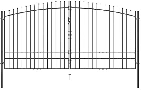 SKM Portail de jardin à double battant avec pointes de lance 400 x 248 cm, poids : 45,74 kg, 145742