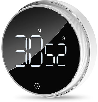 Ankilo Küchentimer Digitale, Magnetisch, Eieruhr, Kurzzeitwecker, LED Visuelle Timer, Lauter Alarm, Countdown Countup Timer für Kochen, Backen, Sport, Studieren Weiß