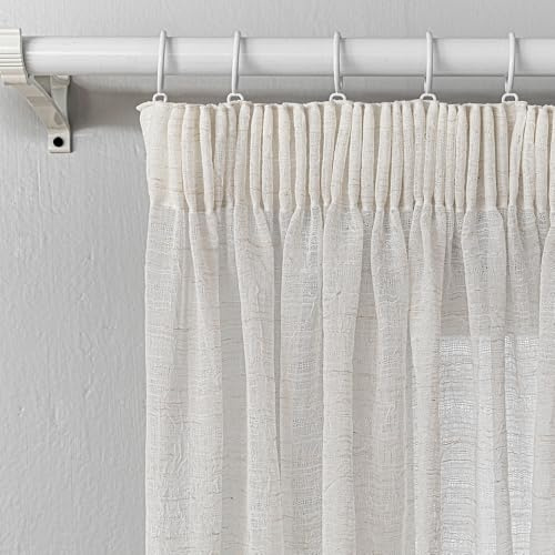 MYSKY HOME Vorhänge Gardinen mit Kräuselband Wohnzimmer Vorhang 2er Set Boho Gardine Kurz Leinenoptik H 160 x B 140 cm Natürlicher Stil Halbtransparent Falte Curtains, Beige.