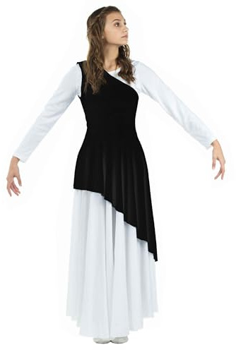 Danzcue Women’s Asymmetrical Dance Tunic Praise Dance Tunic for Women (White Dress Not Included), Black, Large-X-Large