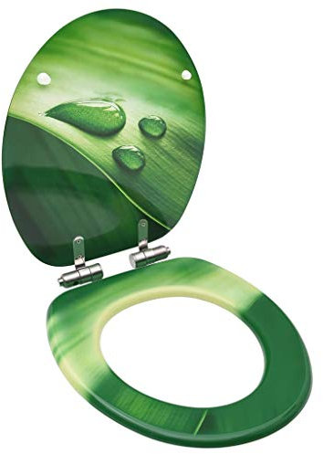 Hardware, Sanitär, Sanitärarmaturen, WC-Toilettensitz mit Soft-Close-Deckel, grünes Wassertropfen-Design, Teile, Toilette