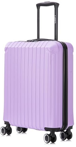 R.Leone Valigia Ryanair 55x40x20 cm Trolley Bagaglio a mano 4 Ruote Autonomo in ABS 2208 (Lilla, S Bagaglio mano 55x40x20cm)