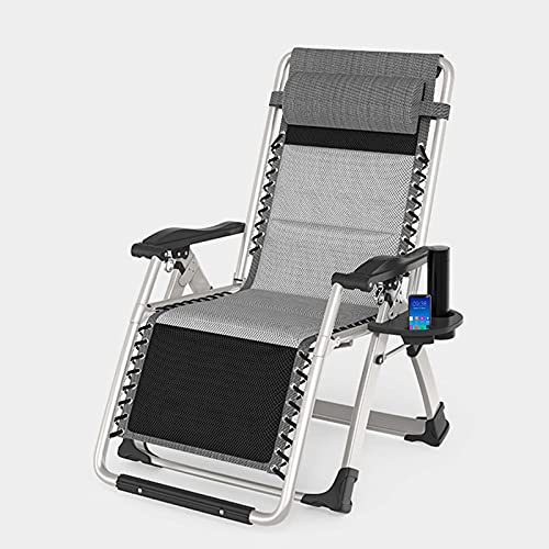 Zero Gravity Loungesessel mit Getränkehalter und Verstellbarer Kopfstütze, klappbarer Liegestuhl für die Terrasse, klappbarer Terrassensessel, verstellbare Loungesessel für den Außenbereich
