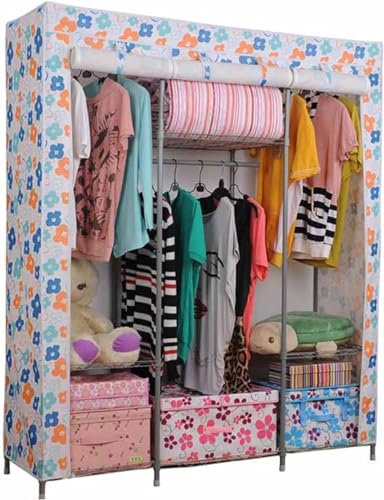KAYEF Temporärer Kleiderschrank aus Stoff, tragbarer Kleiderschrank, Lagerregal, Schlafsaal, Privatunterkunft, Campingschrank, offener Schlafzimmerschrank, 170 x 140 x 45 cm (Größe: 170 x 140 x 45