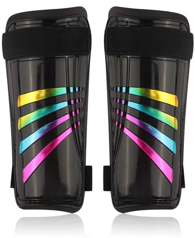 LVZhen Shin Guards | Multi-sport Kids Shin Pads | Non-slip Double Adjustable Straps | Rainbow Shin Guards Size M (7.48 x 3.93)